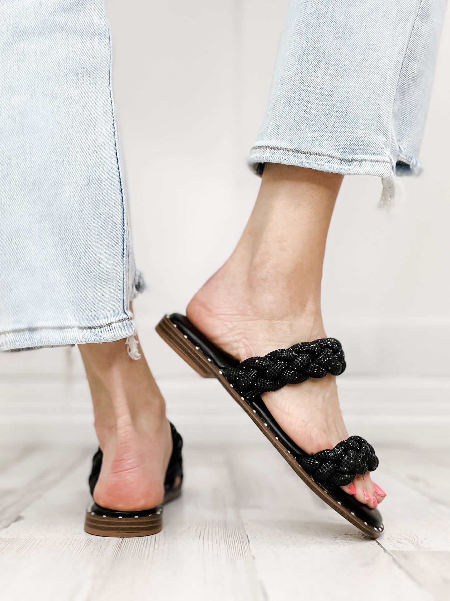 Corkys Black Rhinestone Don't Get it Twisted Sandal