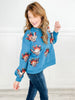 Queen of Sparkles Dark Teal Beaded Turkeys All Over Sweatshirt