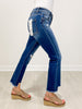 RISEN SASSY Mid-Rise Frayed Step Hem Ankle Straight Jeans