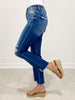 RISEN SASSY Mid-Rise Frayed Step Hem Ankle Straight Jeans