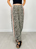 Relaxed Fit Leopard Pants with Side Tape Detail