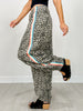 Relaxed Fit Leopard Pants with Side Tape Detail
