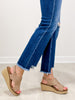RISEN SASSY Mid-Rise Frayed Step Hem Ankle Straight Jeans