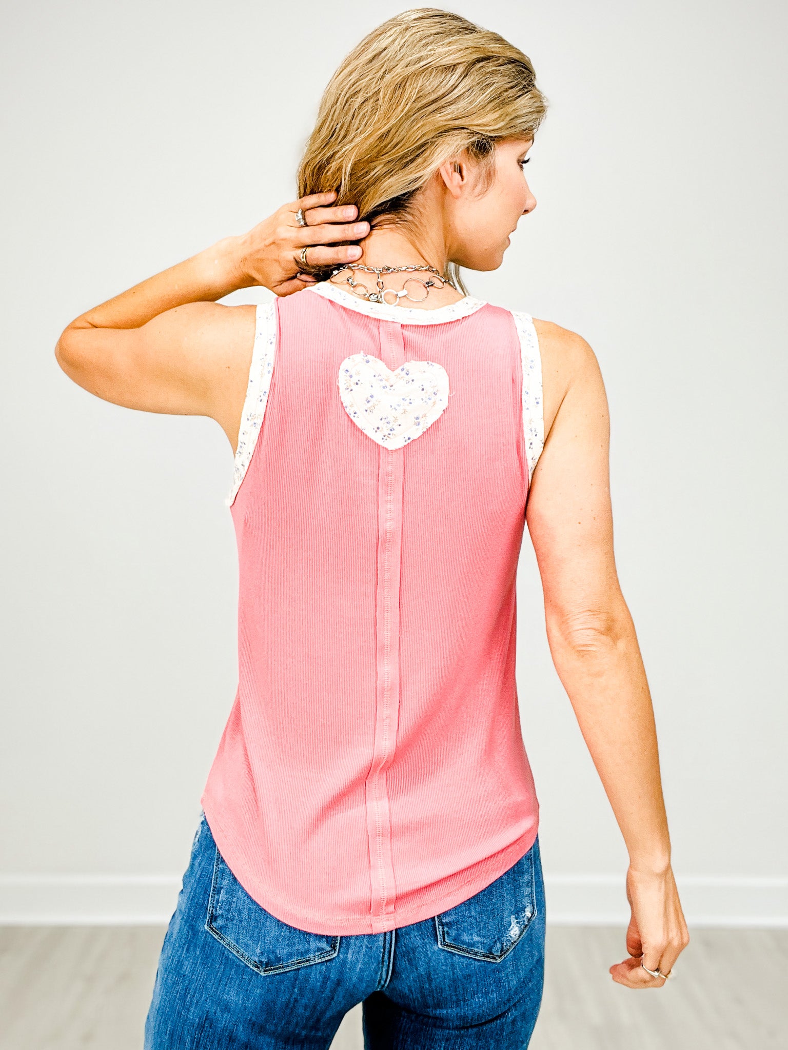 Sleeveless Heart Peach Patch Top