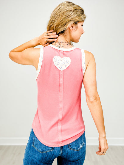 Sleeveless Heart Peach Patch Top