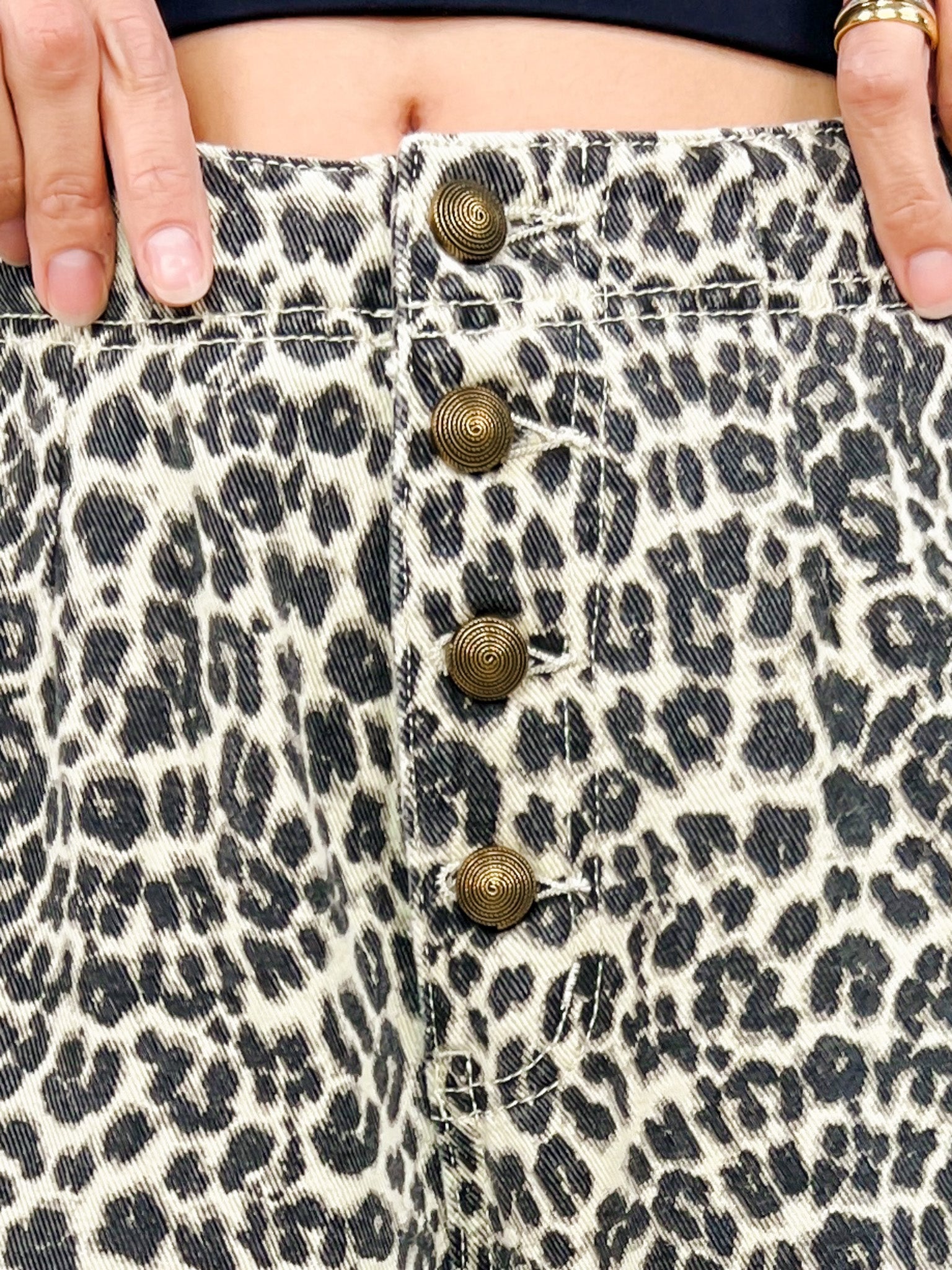 Relaxed Fit Leopard Pants with Side Tape Detail