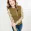 Long Lace Sleeve Henley Knit Top