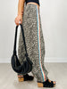 Relaxed Fit Leopard Pants with Side Tape Detail
