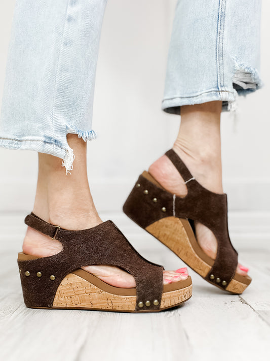 Corky's Carley Brown Washed Canvas Wedge Shoe