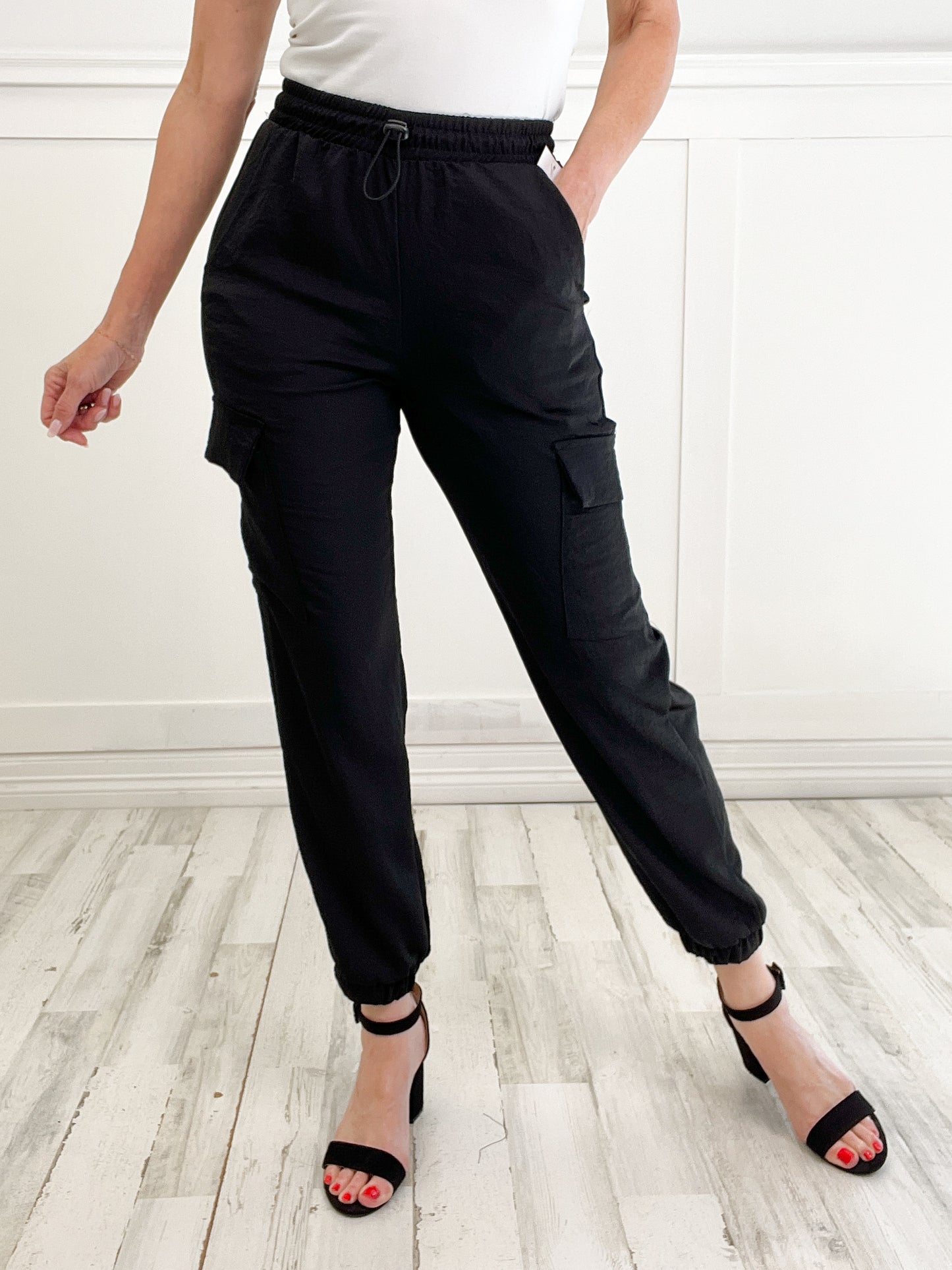 Washed Satin Cargo Chic Pants