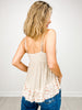 Ribbed Jersey V-Neck Sleeveless Top with Lace Detail