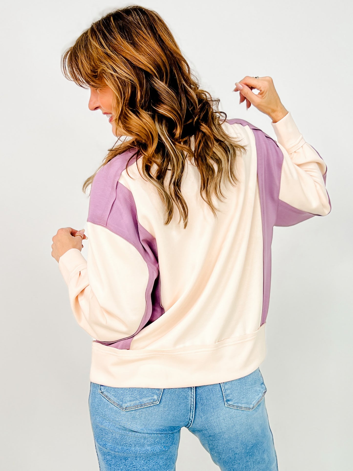 Color Block Long Sleeve Pullover Top