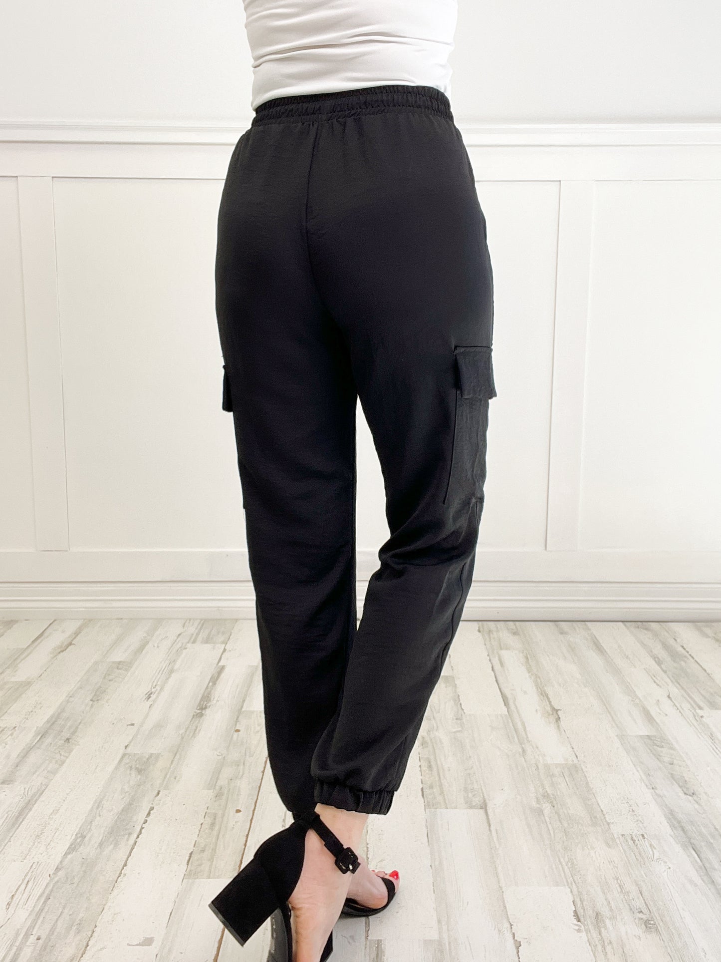 Washed Satin Cargo Chic Pants