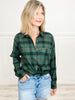 Collared Button Down Long Sleeve Plaid Top