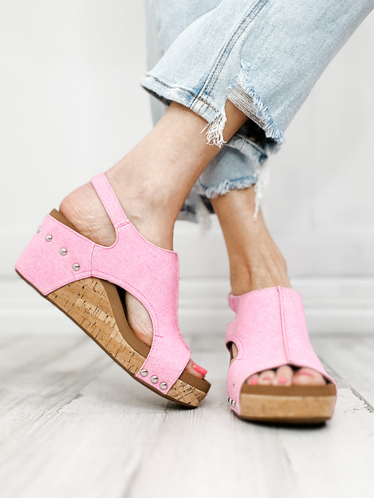 Corky's Carley Light Pink Washed Canvas Wedge Shoe