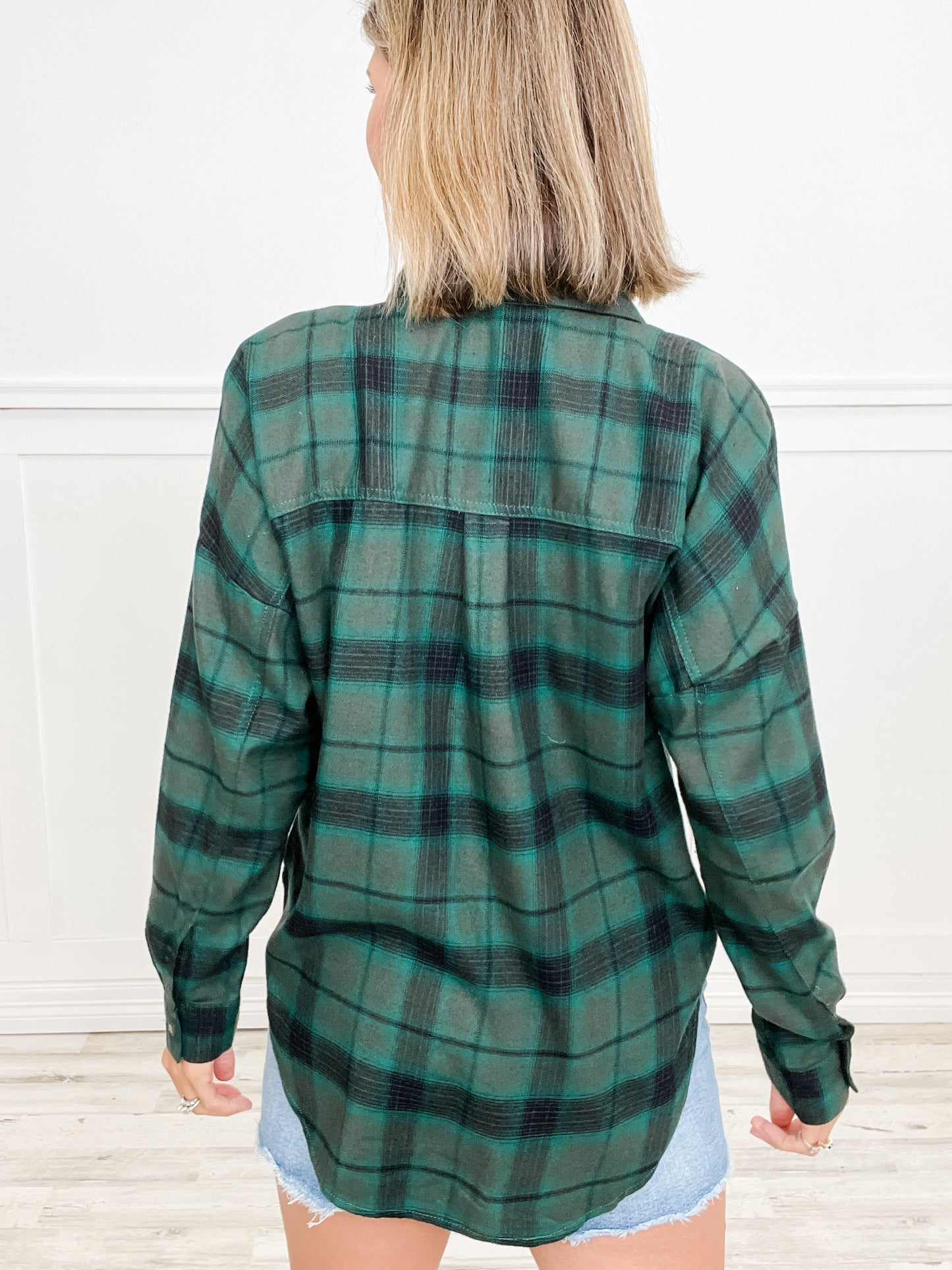 Collared Button Down Long Sleeve Plaid Top