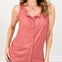 Solid Ribbed Rank Top with Button Front