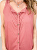 Solid Ribbed Rank Top with Button Front