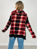 Plaid Knit Hooded Top with Kangaroo Pouch