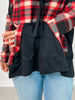 Plaid Knit Hooded Top with Kangaroo Pouch