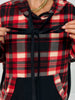 Plaid Knit Hooded Top with Kangaroo Pouch