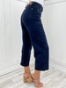 The Millie High Waisted Judy Blue Tummy Control Dyed Wide Crop Jean in Navy