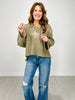 Cropped V-Neck Hoodie Sweater with Star Patches