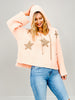 Cropped V-Neck Hoodie Sweater with Star Patches