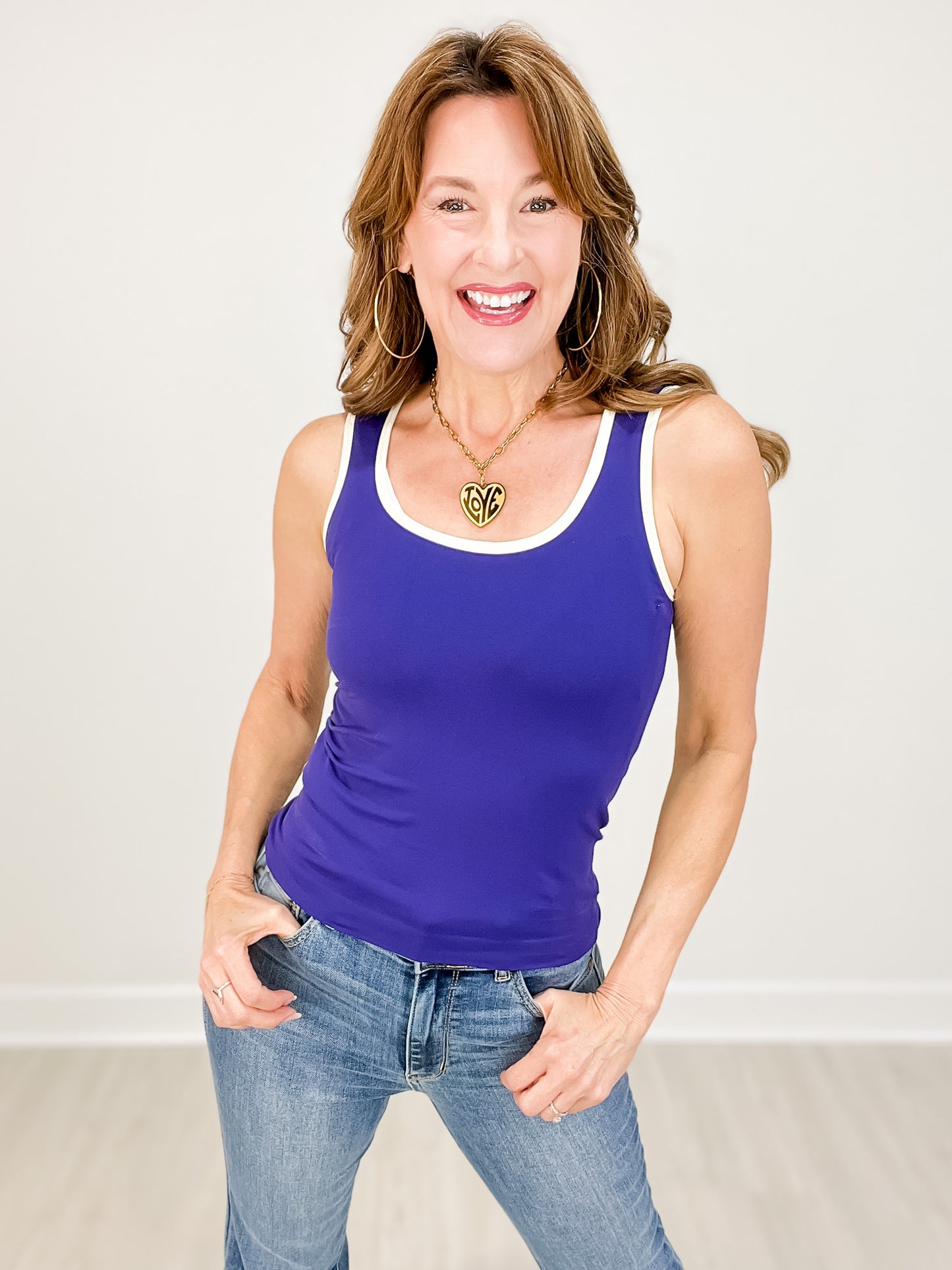 Two Tone U Neckline Seamless Tank - Group B