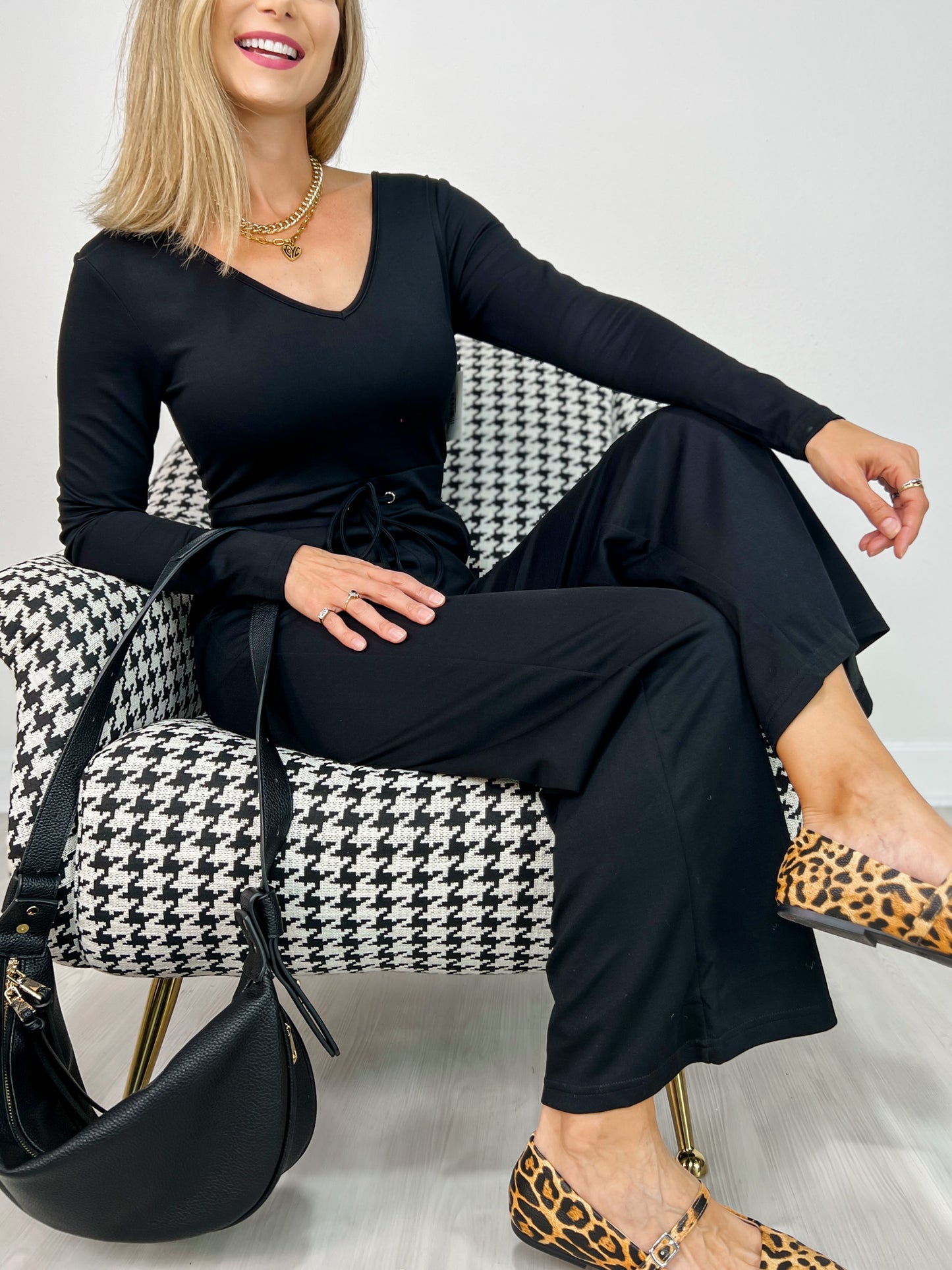 Long Sleeve Solid Knit Jumpsuit