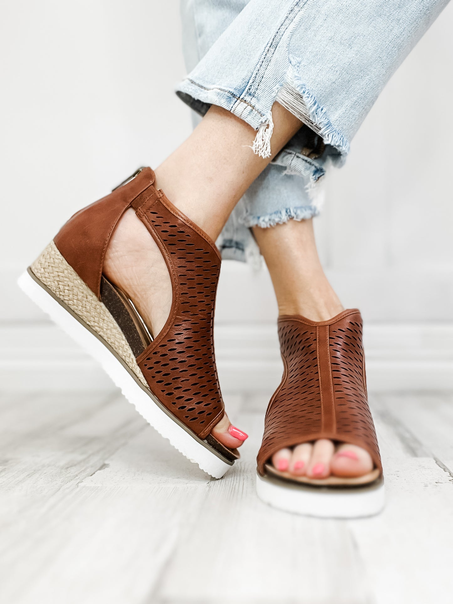 Corkys Sugar Momma Wedge Sandal in Cognac