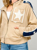 French Terry Zip-Up Jacket with Star Patch Details