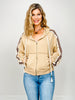 Stud Embellished Long Sleeve French Terry Hooded Jacket