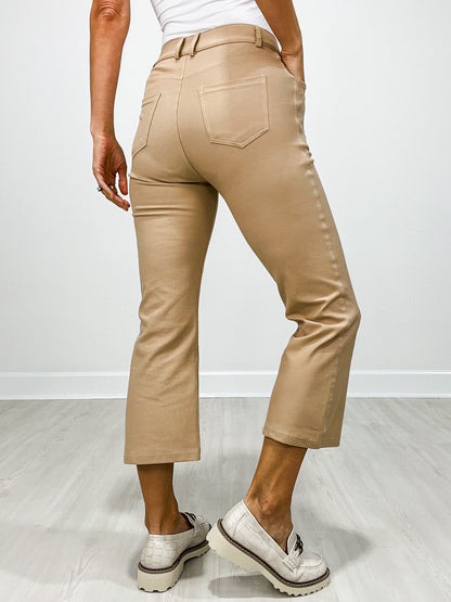 Classic Solid Straight Leg Crop Pants