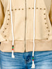 Stud Embellished Long Sleeve French Terry Hooded Jacket