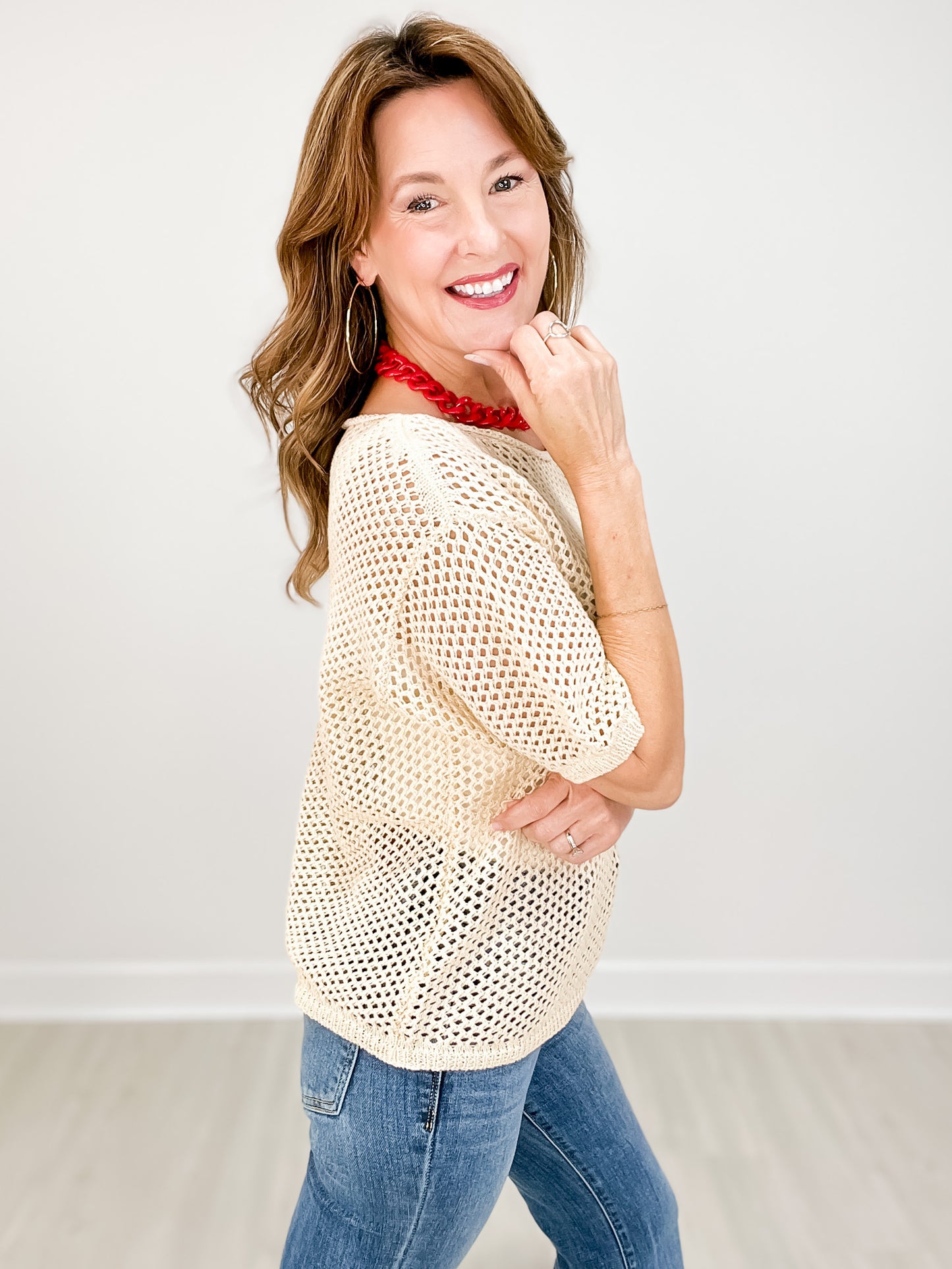 Sequin American Flag Knit Sweater Top