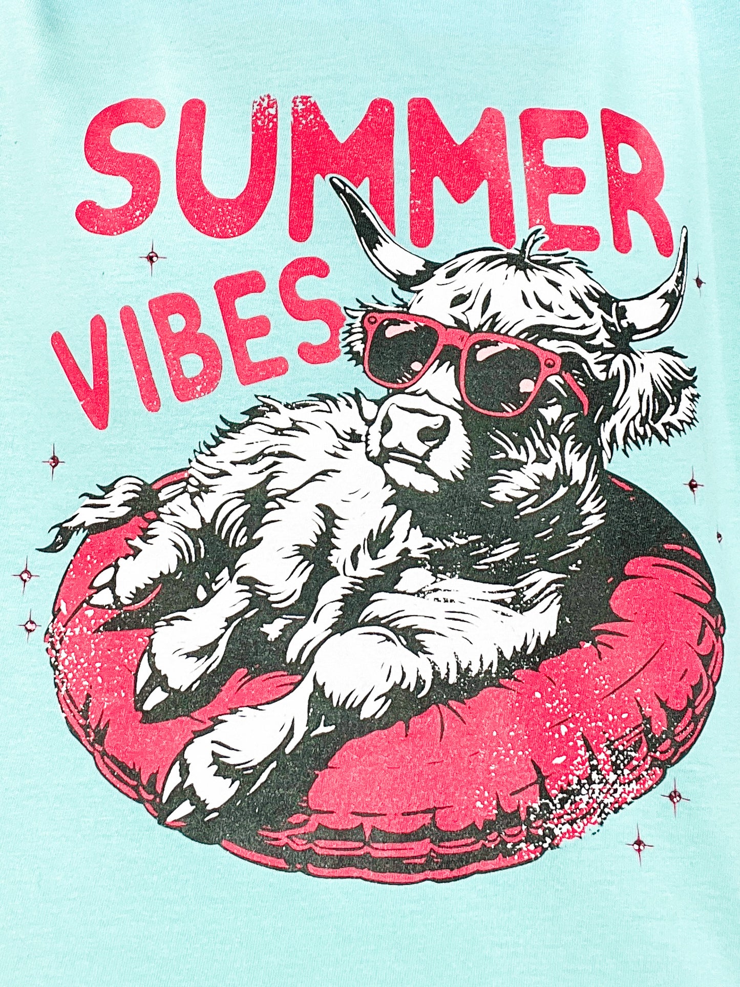 Summer Vibes Cow Rhinestones Graphic Tee