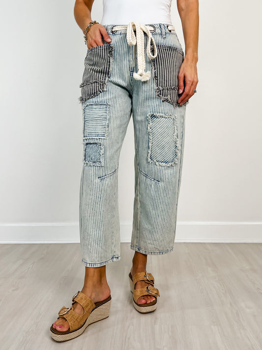 Relaxed Fit Tie Waist Multi Stripe Pants