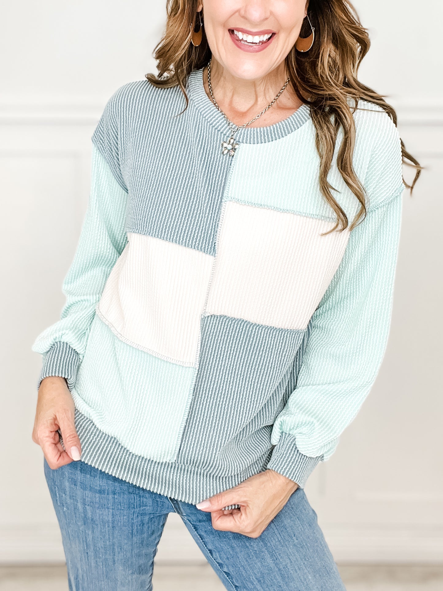 Fall for you color block rib top