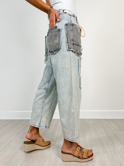 Relaxed Fit Tie Waist Multi Stripe Pants