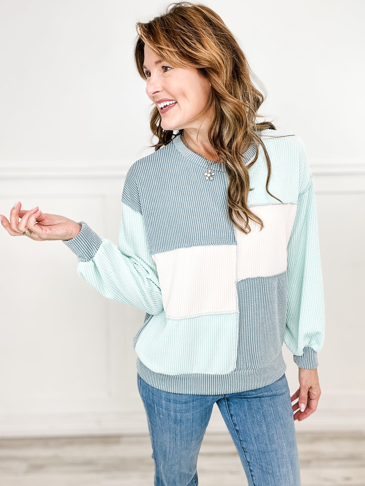 Fall for you color block rib top