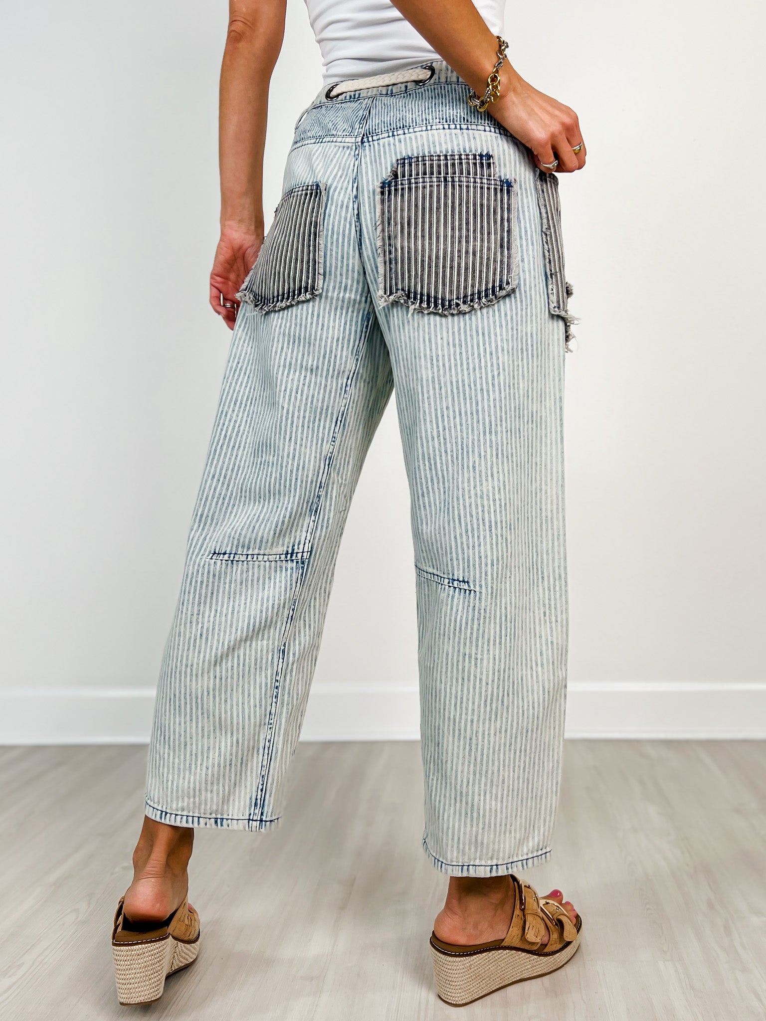Relaxed Fit Tie Waist Multi Stripe Pants