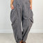 Striped Denim Draped Barrel Jogger Pants