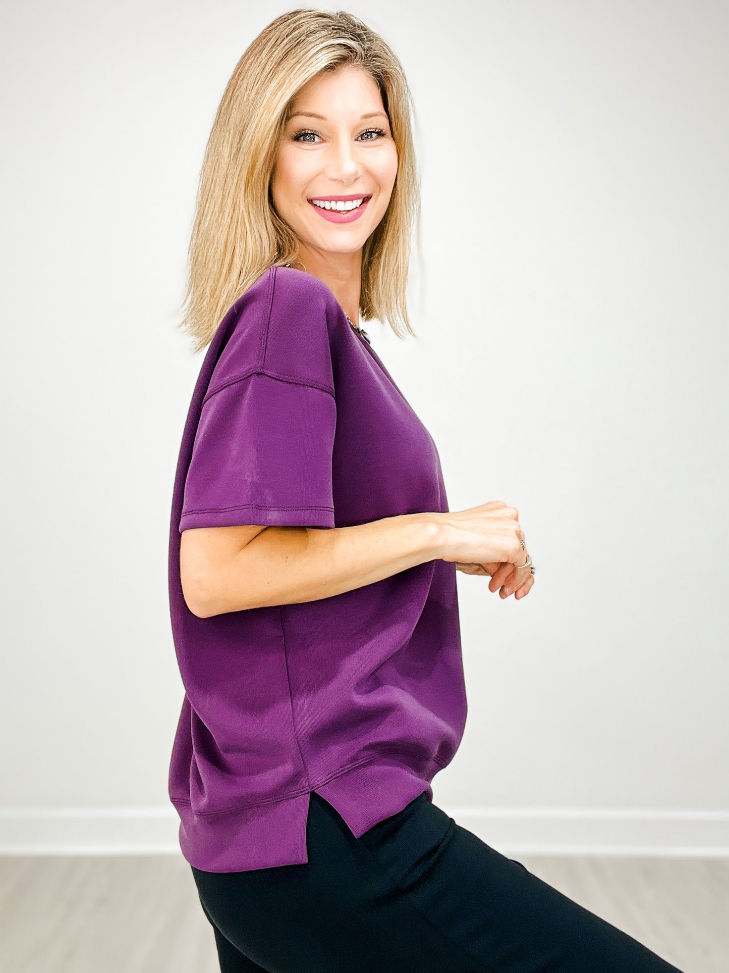 Soft Modal Oversized Short Sleeve Crew Top