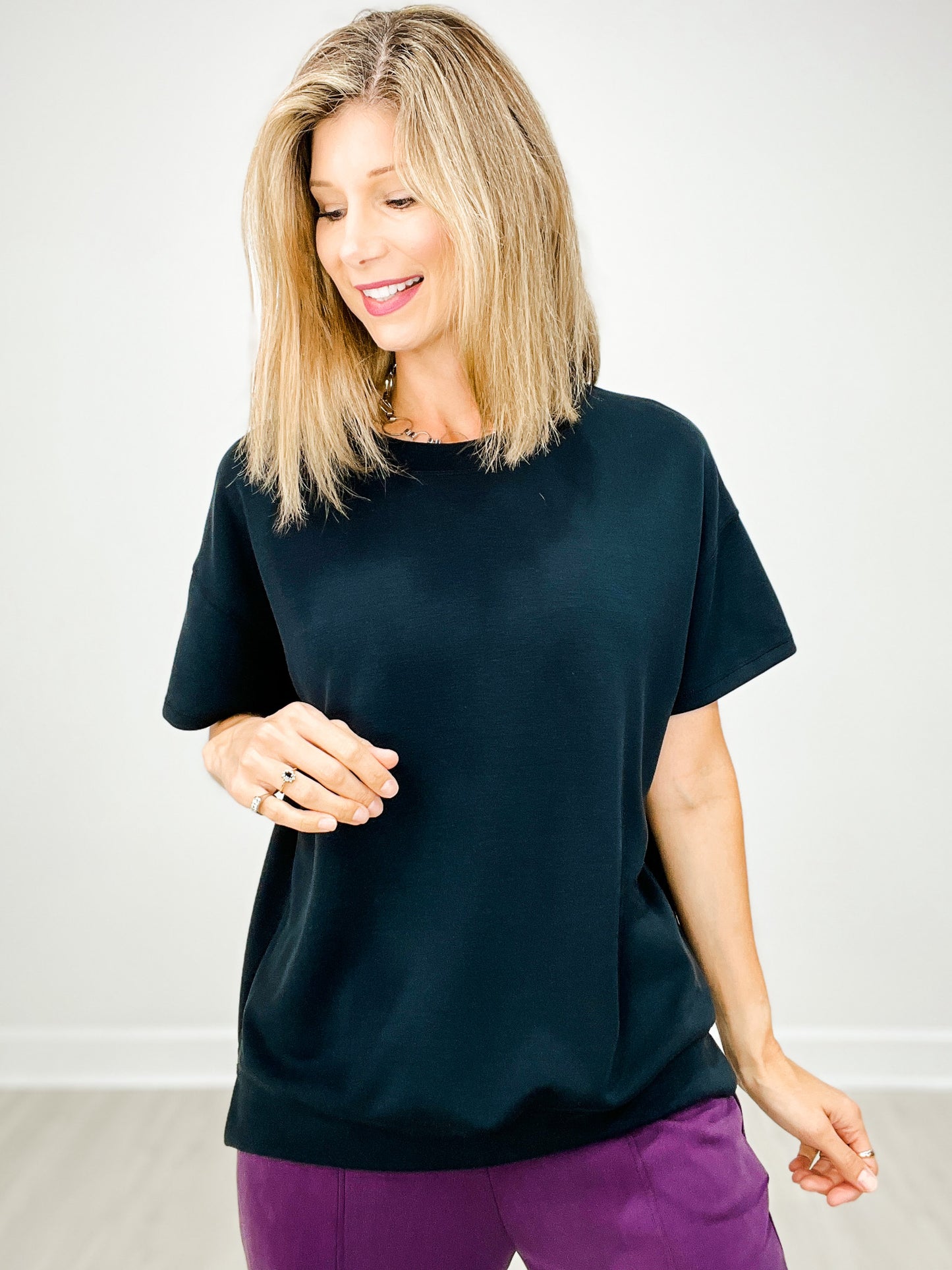 Soft Modal Oversized Short Sleeve Crew Top