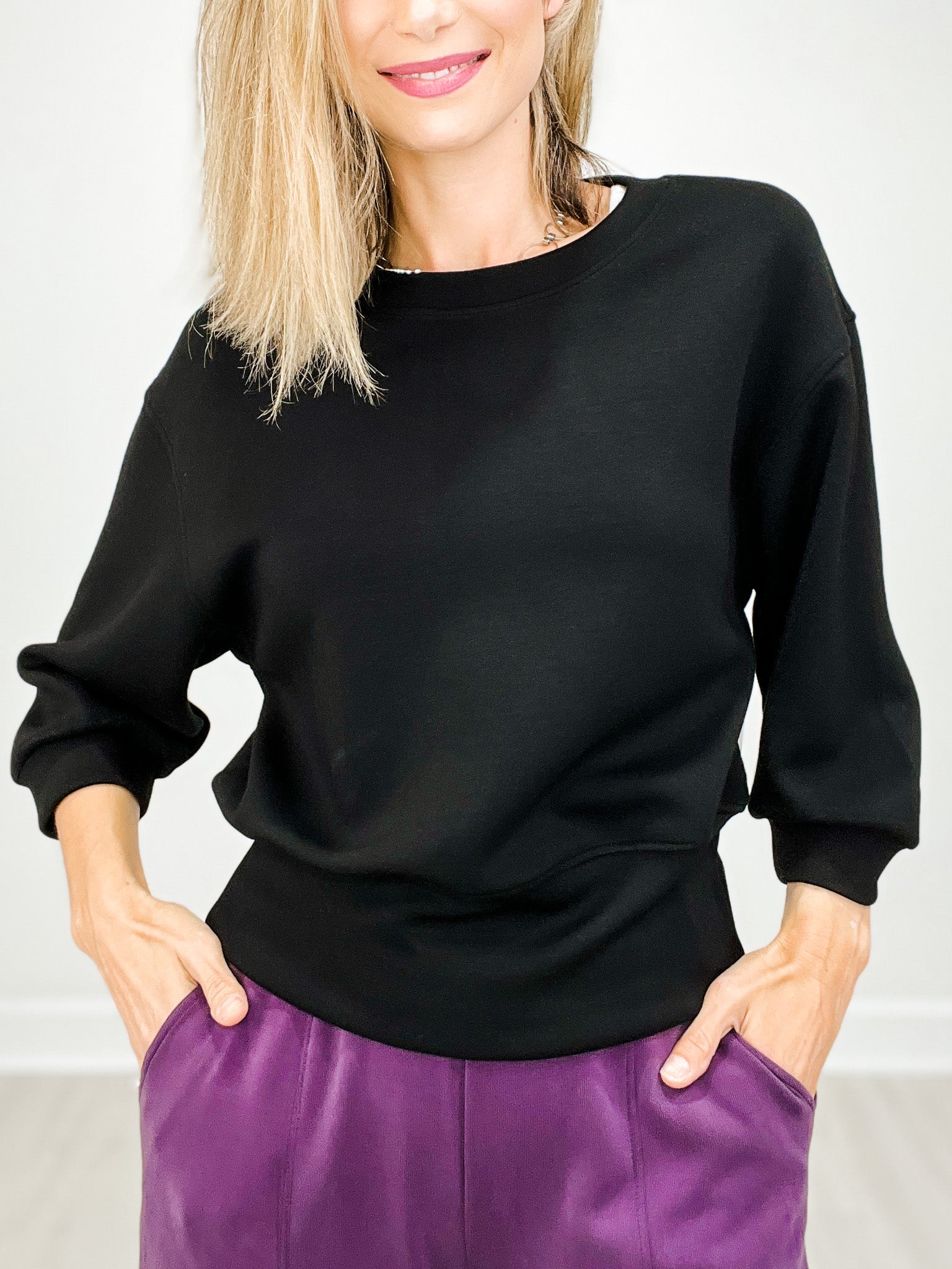 Solid Cropped Ultra-Comfy Scuba Sweatshirt