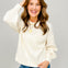 Raw Edge Detail Oversized Textured Knit Top