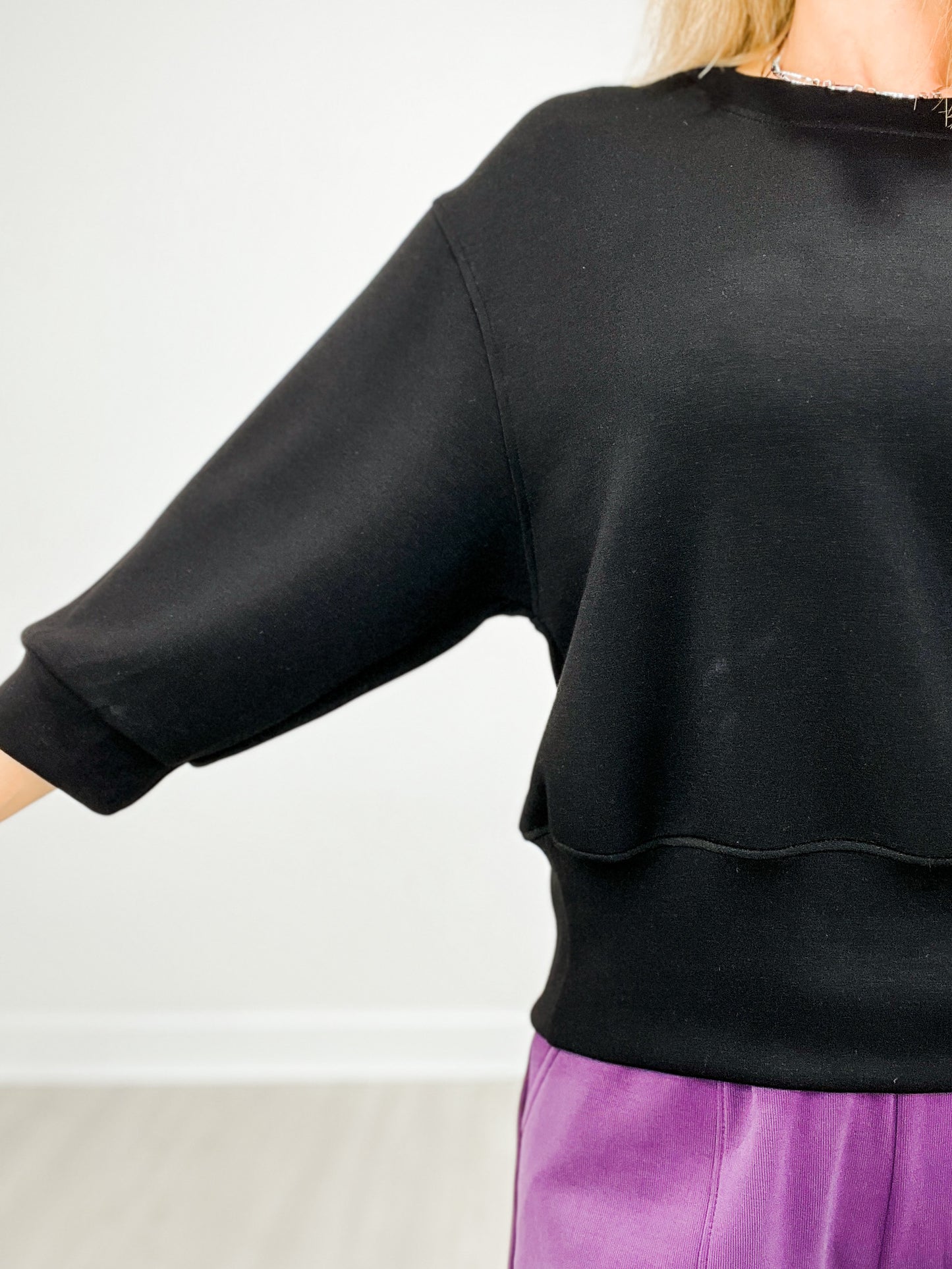 Solid Cropped Ultra-Comfy Scuba Sweatshirt