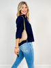 3/4 Sleeve Ruffled Neckline V-neck Top