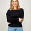Raw Edge Detail Oversized Textured Knit Top